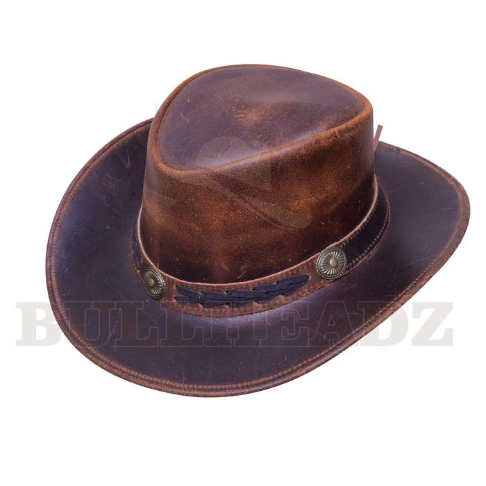 Leather Cowboy Hat with Conchos