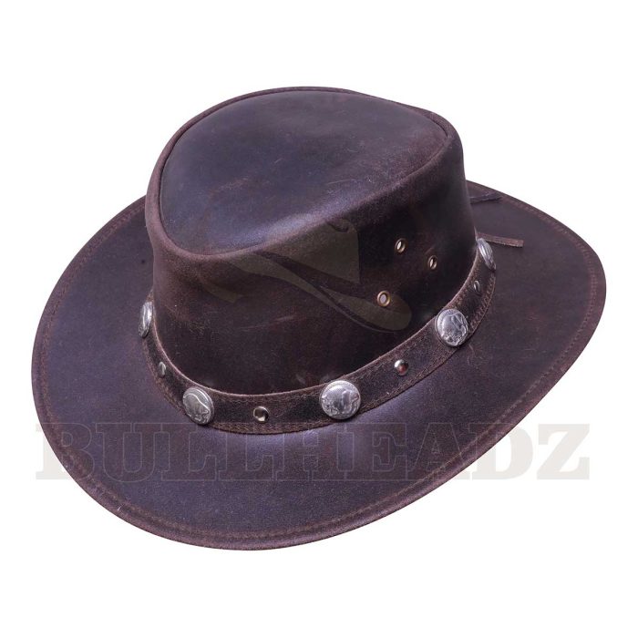 Western Leather Hat with Conchos