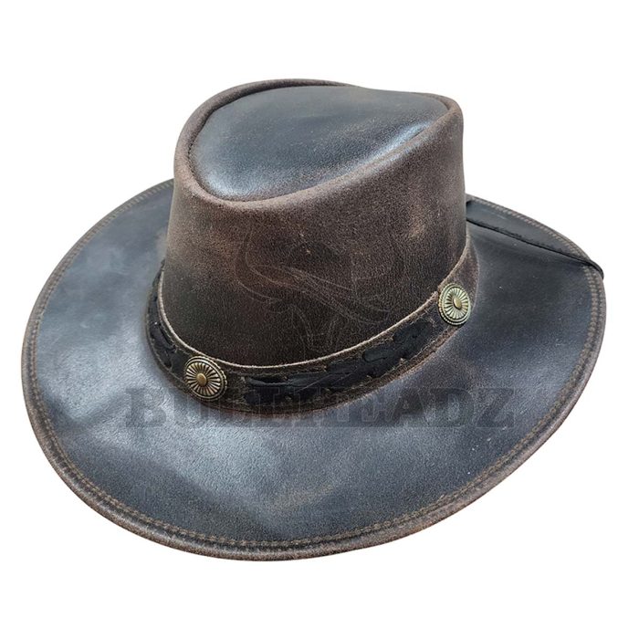 Distressed Leather Cowboy Hat
