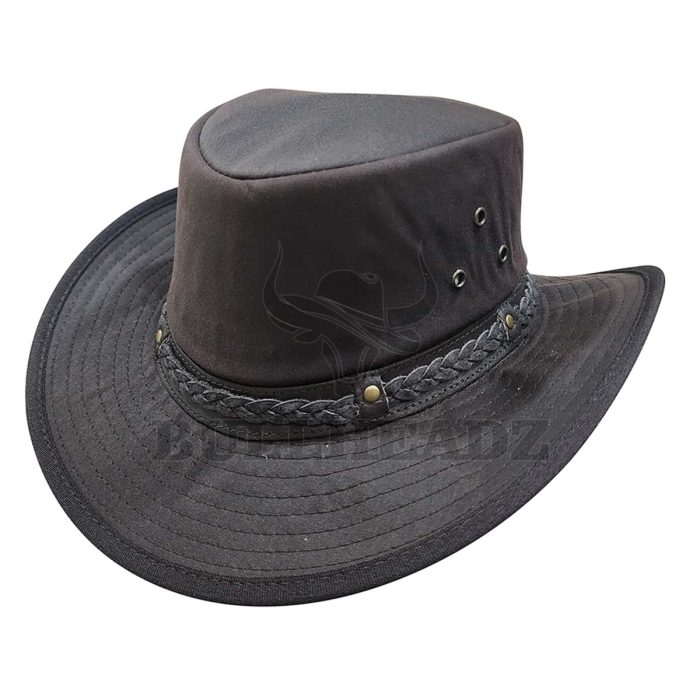 Black leather outback hat